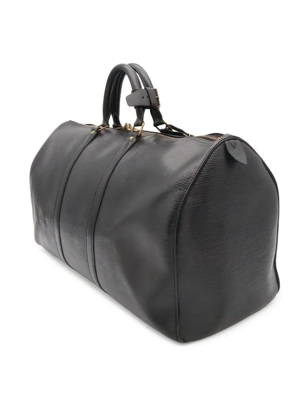 Louis Vuitton Epi Keepall 50 Boston Bag Purse Leather Noir Black Gold